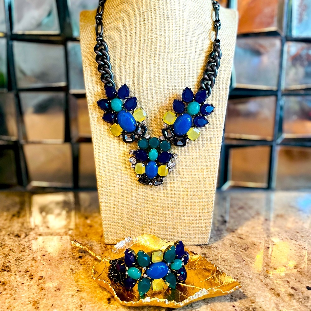 Stella & Dot Peacock Necklace and matching Bracelet